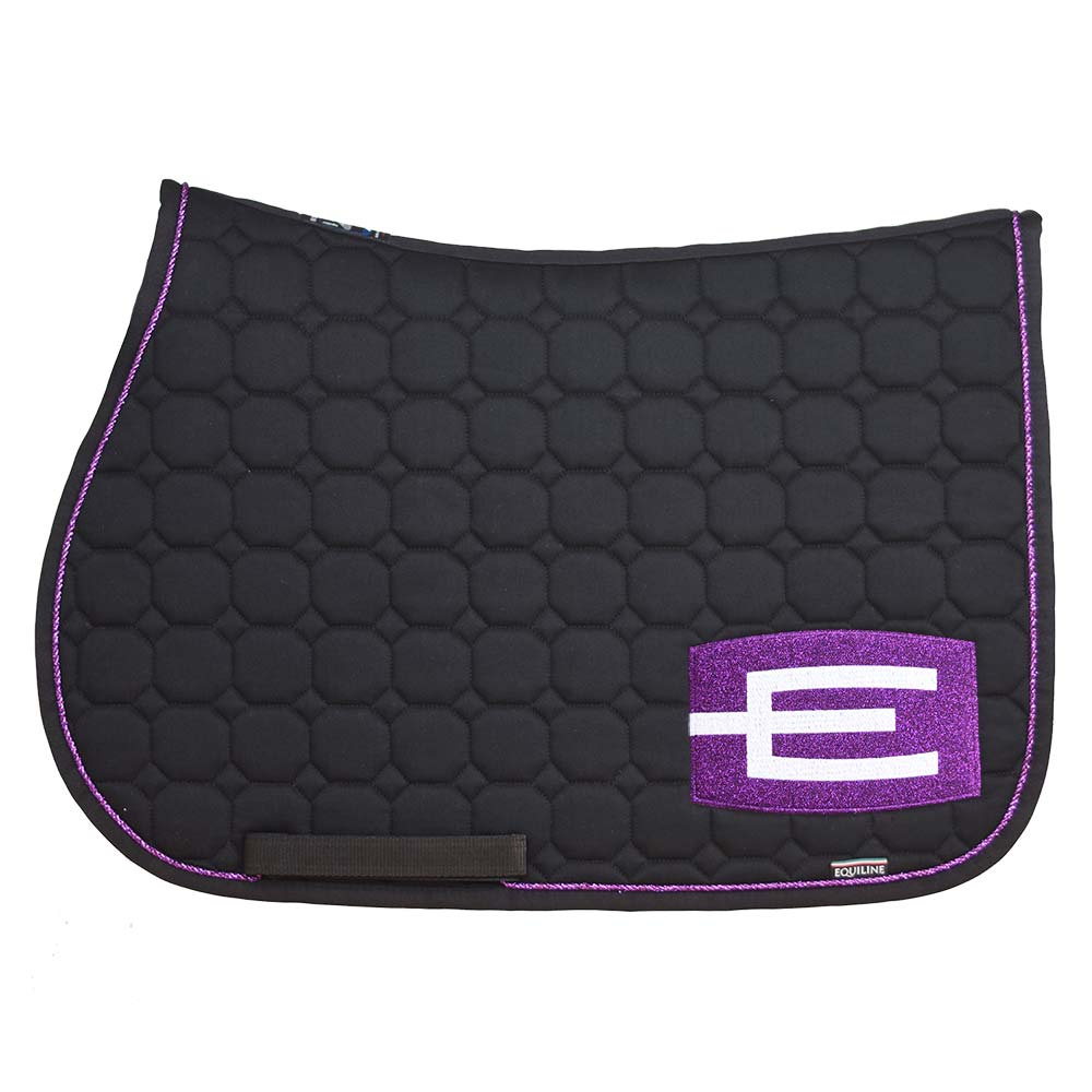 Tapis de selle E-logo Noir Pailleté Lilas/Blanc