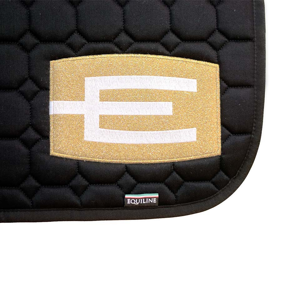 Tapis de selle E-logo Noir Or/Blanc