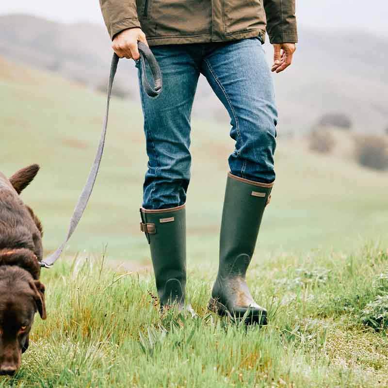 Bottes d'équitation caoutchouc isolées pour homme Burford vertes  