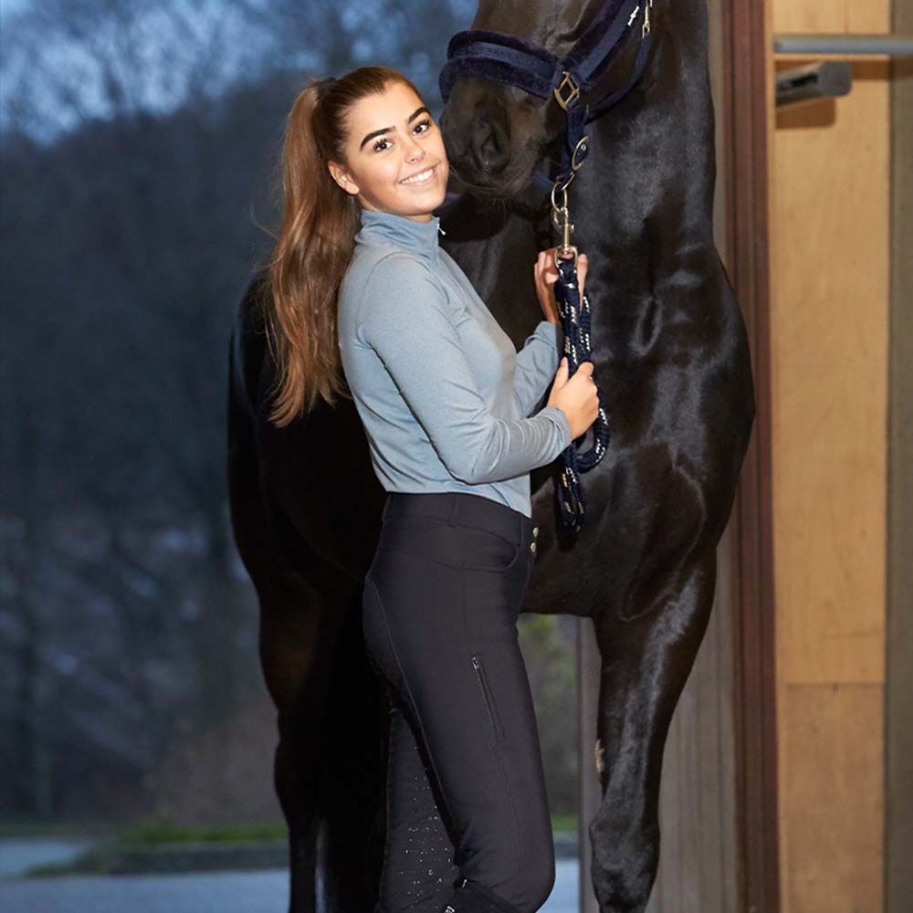 Pantalons d'équitation d'hiver Janet Softshell Intégraux Noir