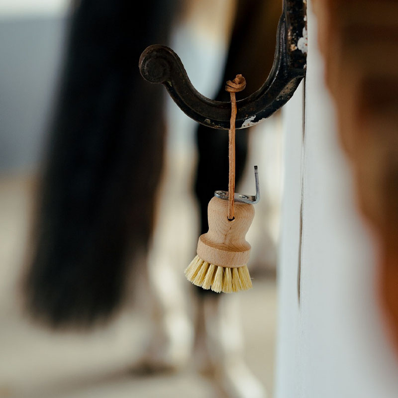 Brosse à sabot avec grattoir à sabot Rund Marron