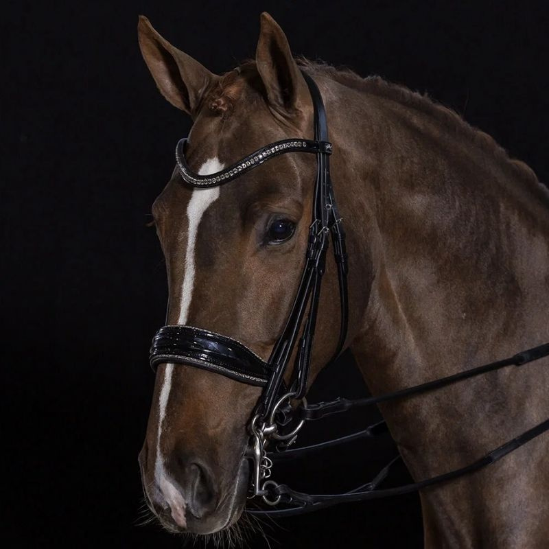 Bride de dressage vernie Milan Glam Noir