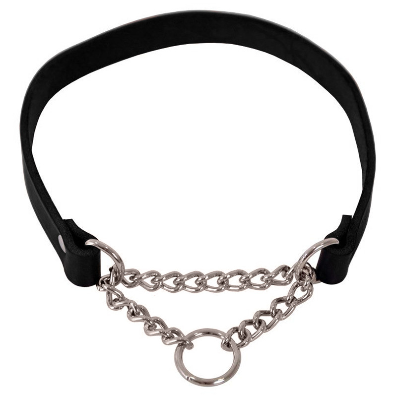 Collier pour chien Lina Cuir avec Chaîne Noir