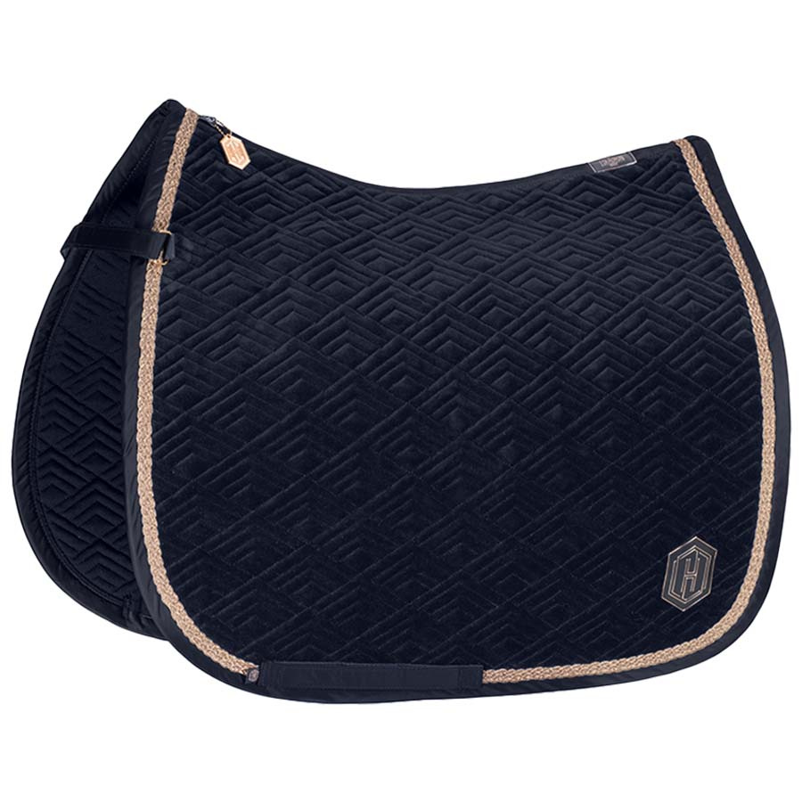 Tapis de selle de dressage Velvet Emblem Heritage Bleu Marine