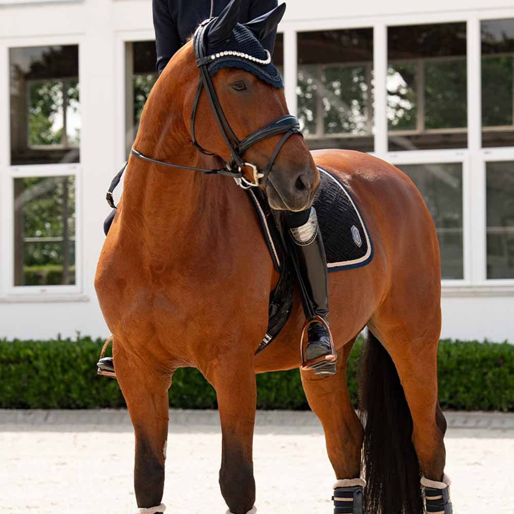 Tapis de selle de dressage Velvet Emblem Heritage Bleu Marine