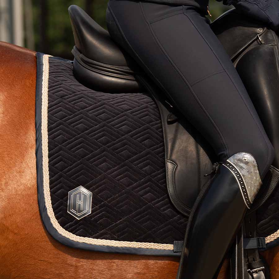 Tapis de selle de dressage Velvet Emblem Heritage Bleu Marine