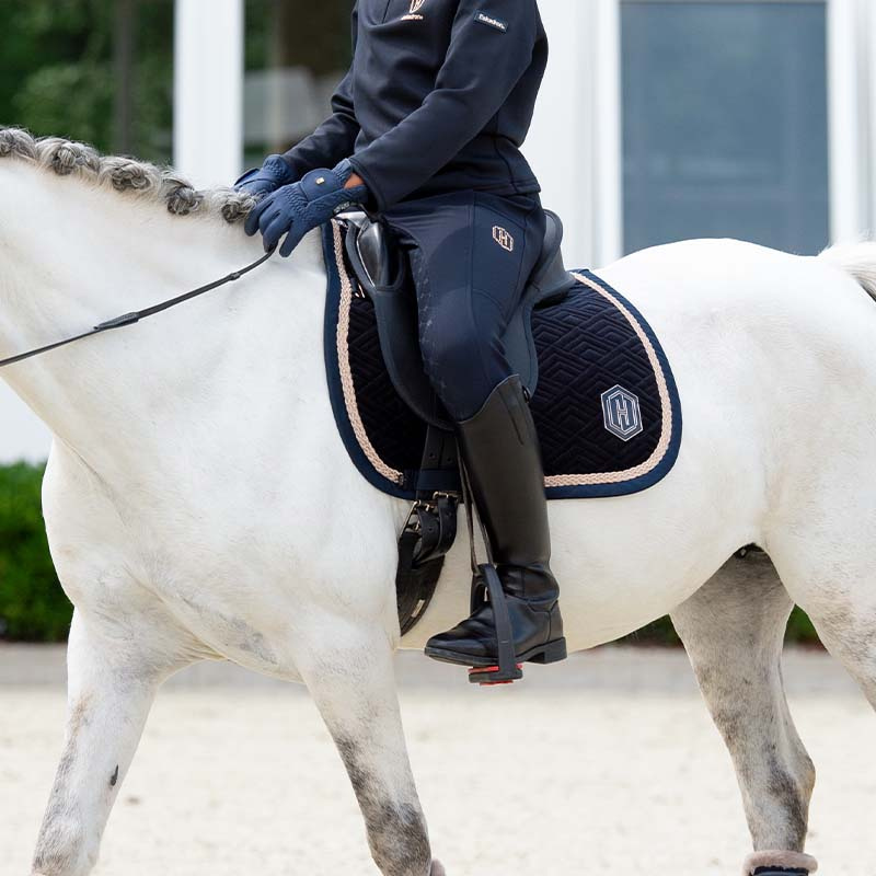 Tapis de selle de dressage Velvet Emblem Heritage Bleu Marine