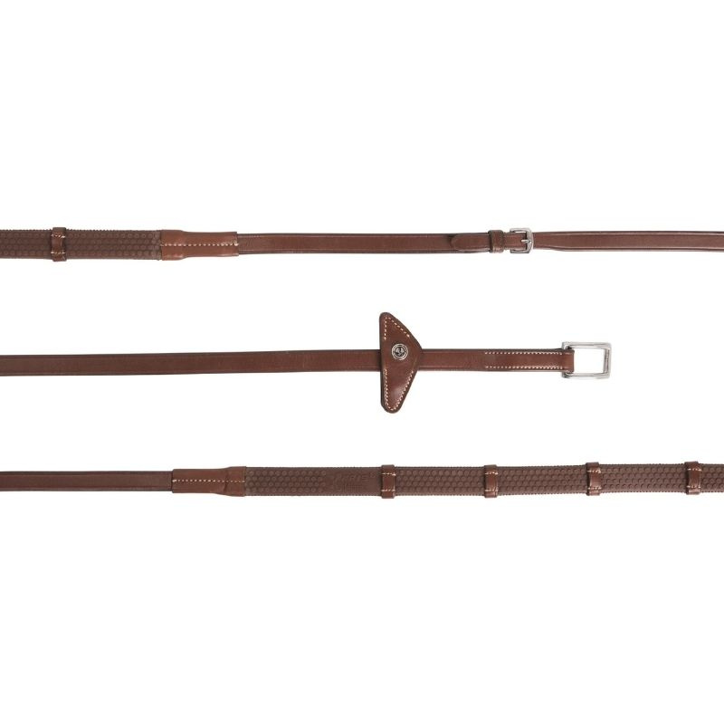 Rênes caoutchouc avec arrêtoirs Eccelente Buckle Loop Marron
