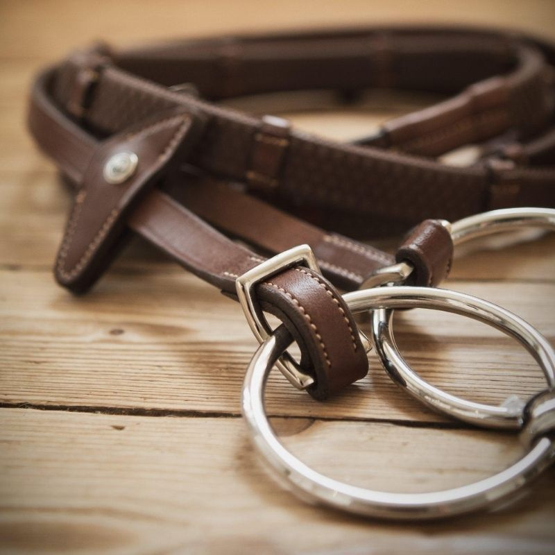 Rênes caoutchouc avec arrêtoirs Eccelente Buckle Loop Marron