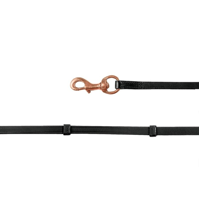 Rênes islandaises Snap Hook Noir/Or Rose