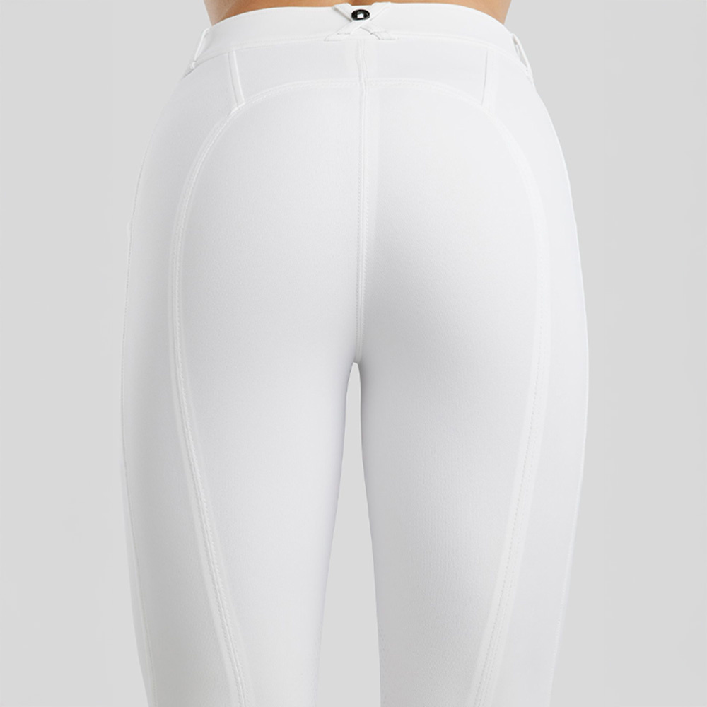 Culotte d'équitation MoZida Refined Gun Metal Crystals Knee Grip Blanc