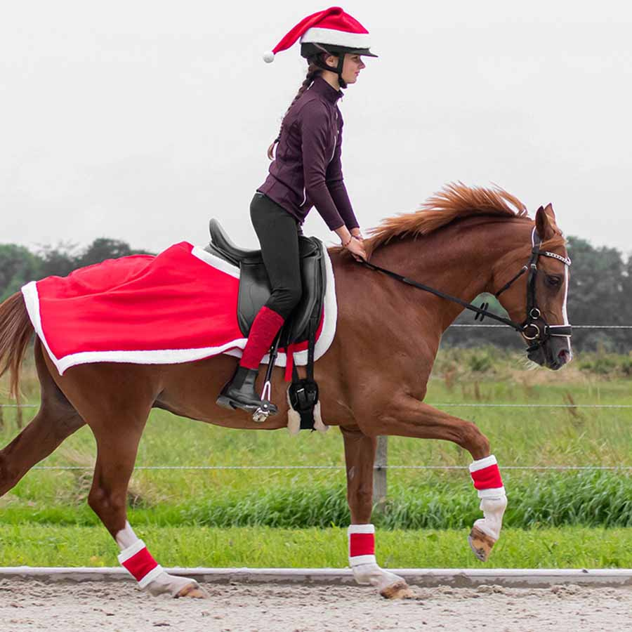 Tapis de selle de dressage Noël Rouge/Blanc