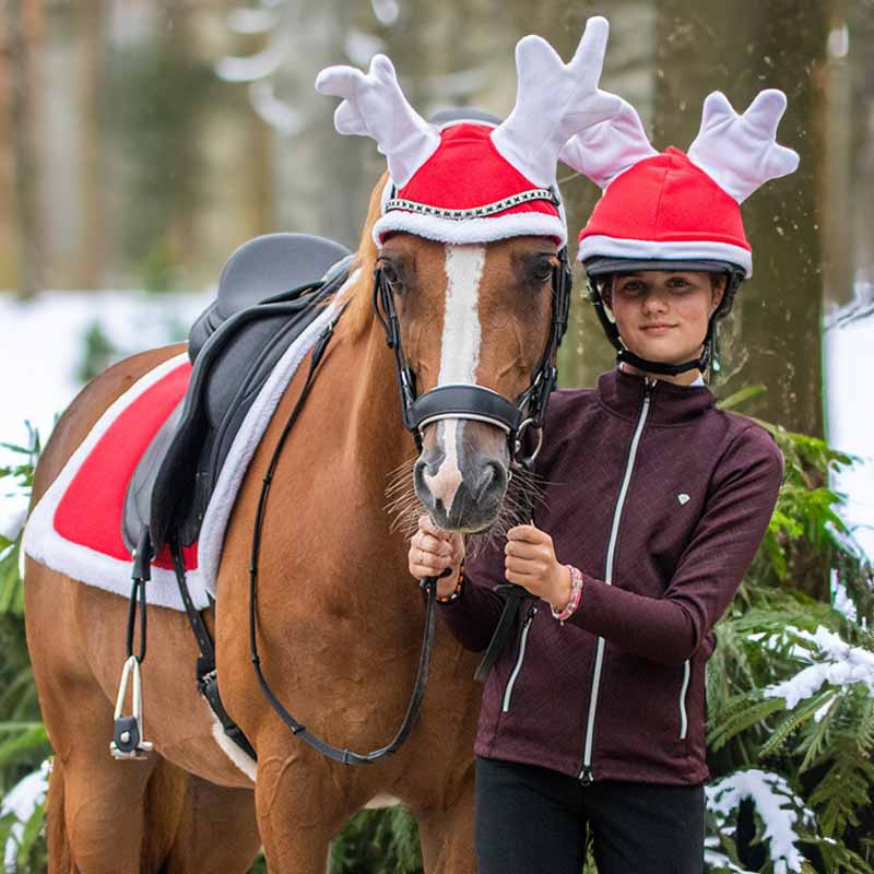 Tapis de selle mixte Christmas rouge/blanc