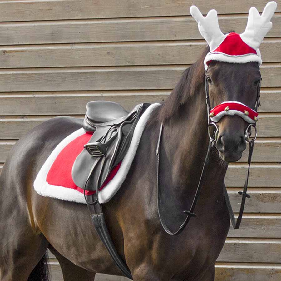 Tapis de selle mixte Christmas rouge/blanc