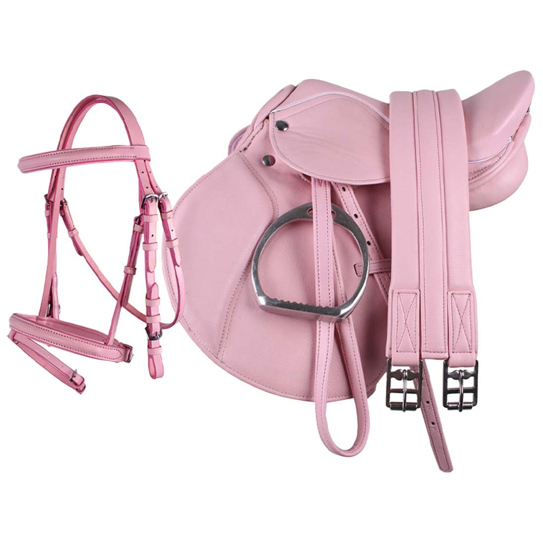 Ensemble de selle et bride complet Rose Clair