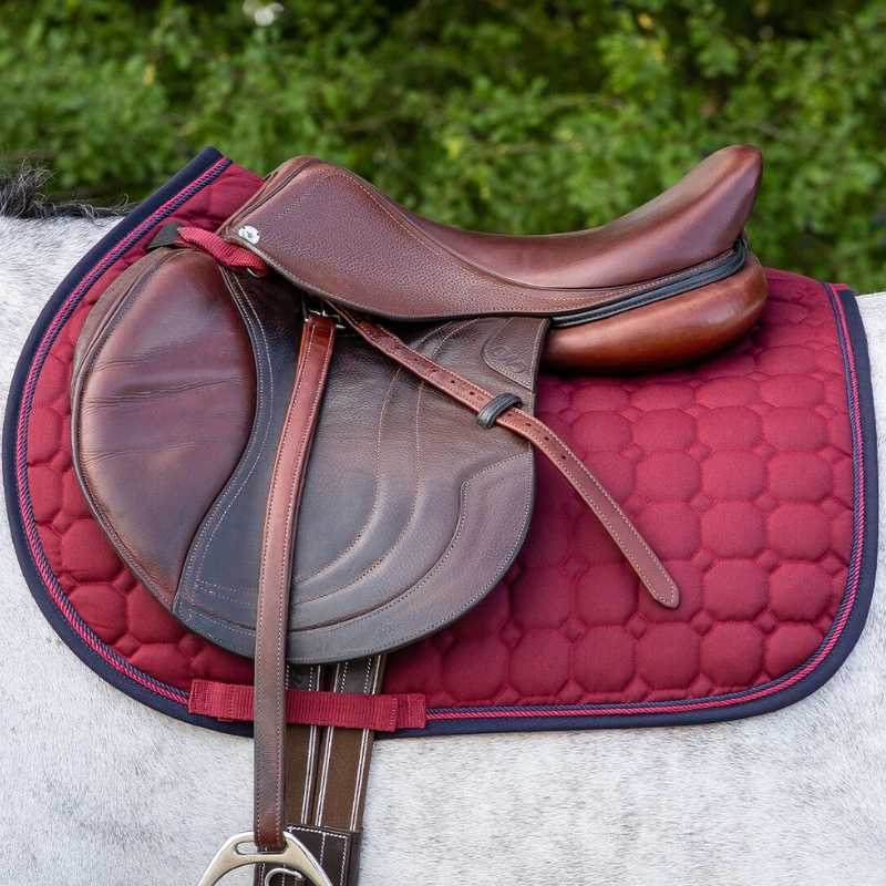Tapis de selle mixte Florence rouge vin/Bleu Marinee