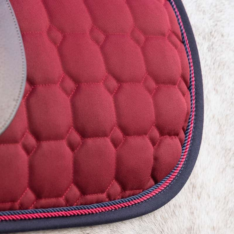 Tapis de selle mixte Florence rouge vin/Bleu Marinee