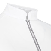 Haut de concours Classic Glitter Zipper Short Sleeve Blanc Haut de concours Classic Glitter Zipper Short Sleeve Blanc