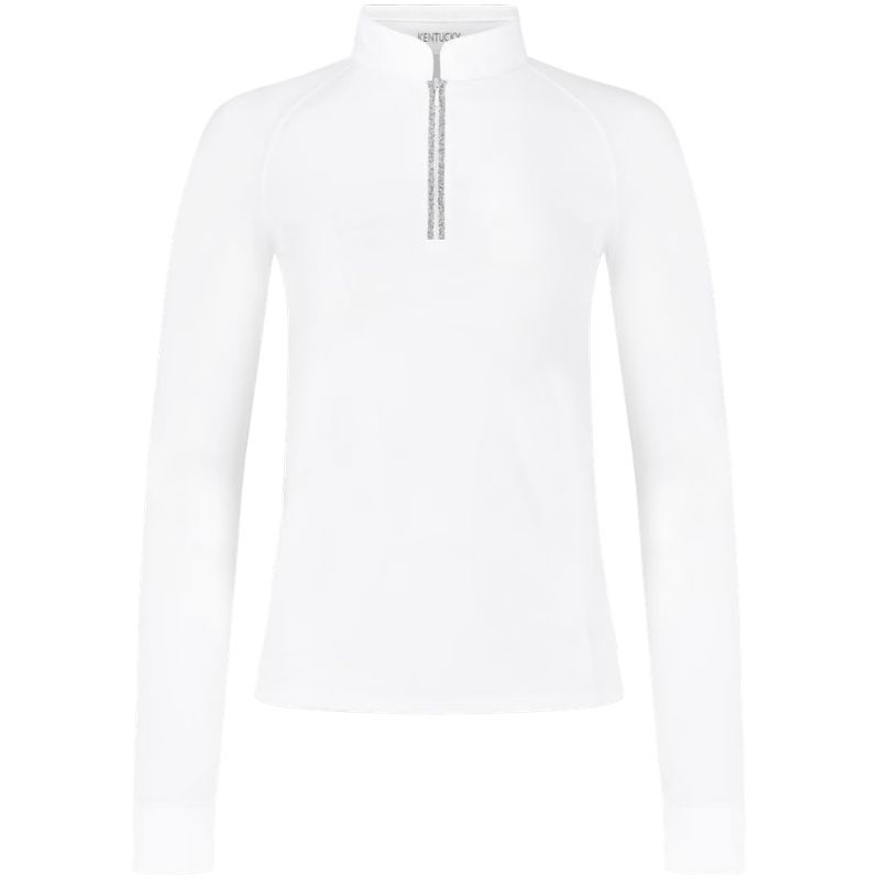 Haut de concours Classic Glitter Zipper Long Sleeve Blanc