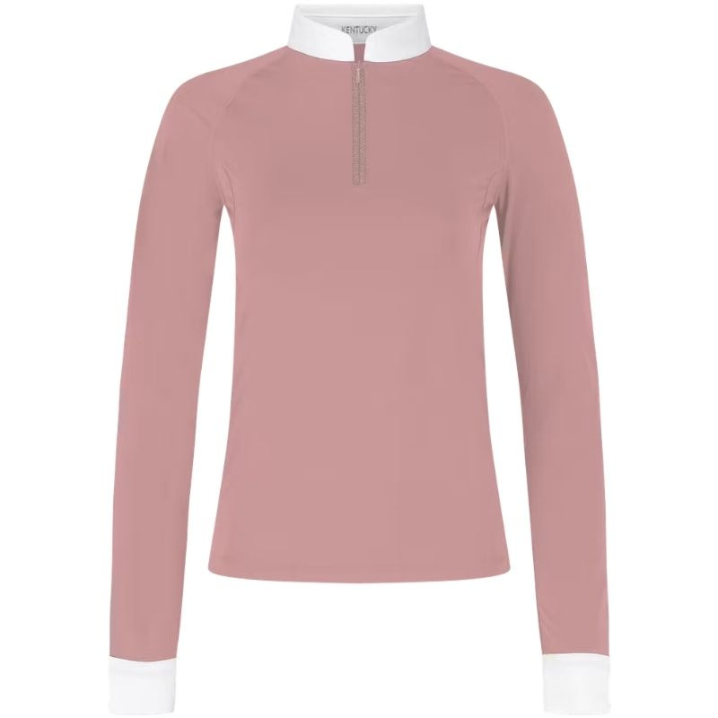 Haut de concours Classic Glitter Zipper Long Sleeve Vieux Rose