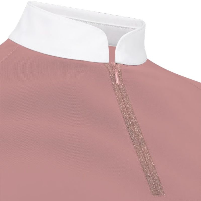 Haut de concours Classic Glitter Zipper Long Sleeve Vieux Rose