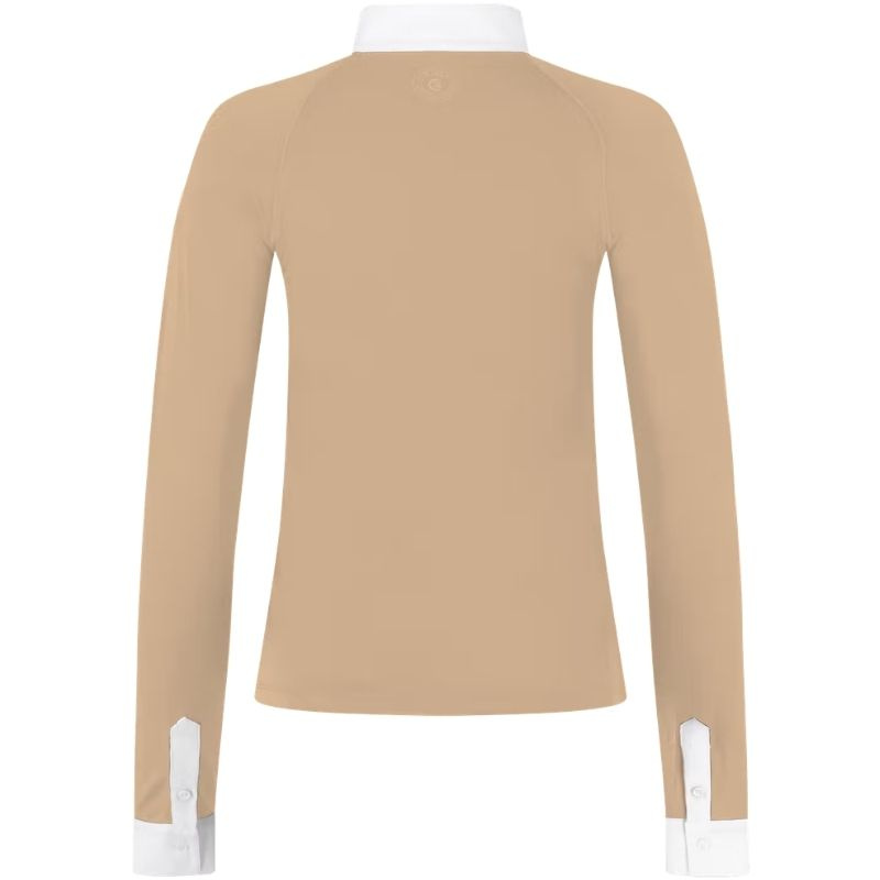 Haut de concours Classic Glitter Zipper Long Sleeve Beige