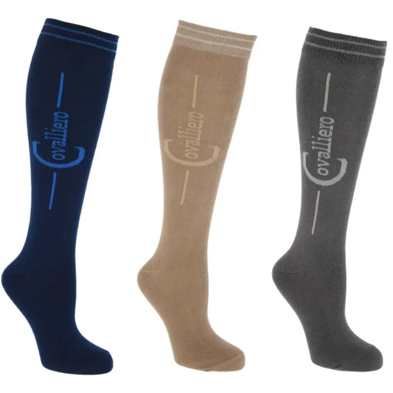 Chaussettes d'équitation Flex 3-pack Bleu marine/Beige/Gris