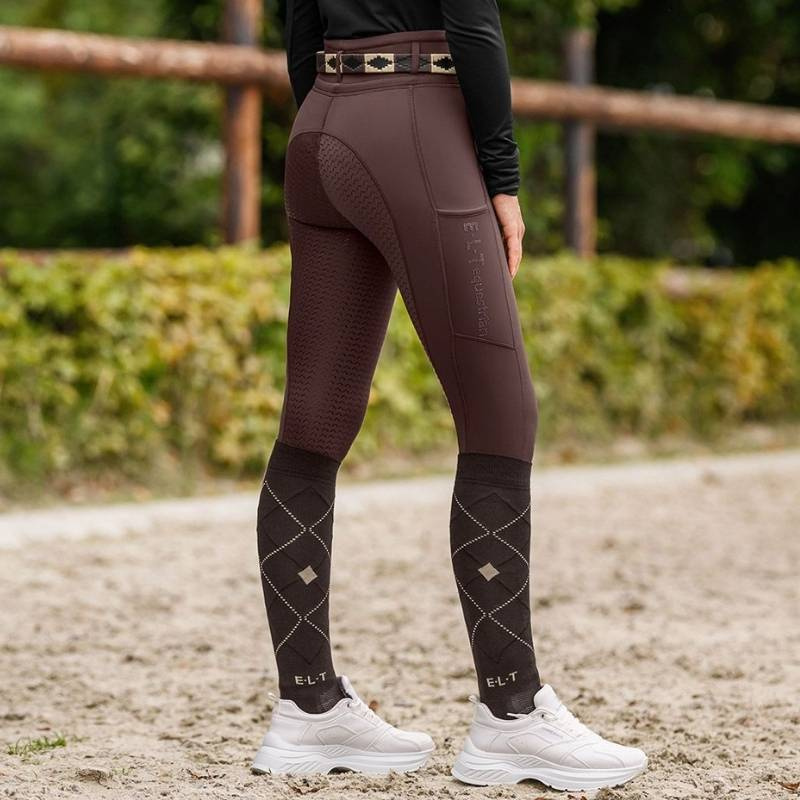 Collant d'équitation Enfant/Junior Ella Glam Full Grip Marron