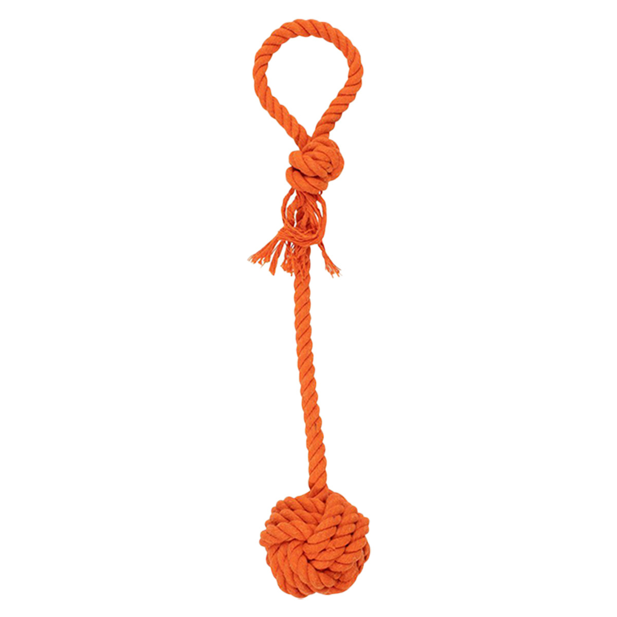 Jouet pour chien Balle en corde avec poignée Orange