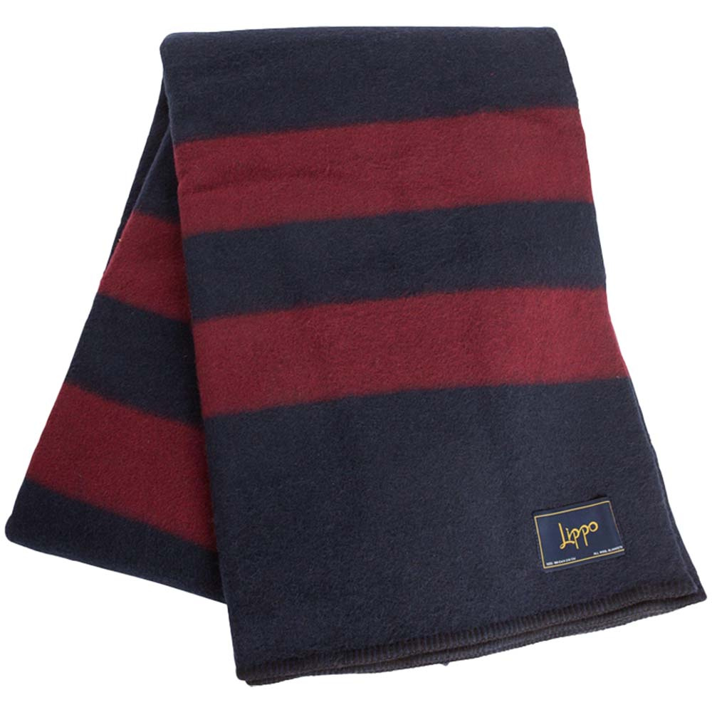Couverture en laine Bleu Marine/Bordeaux