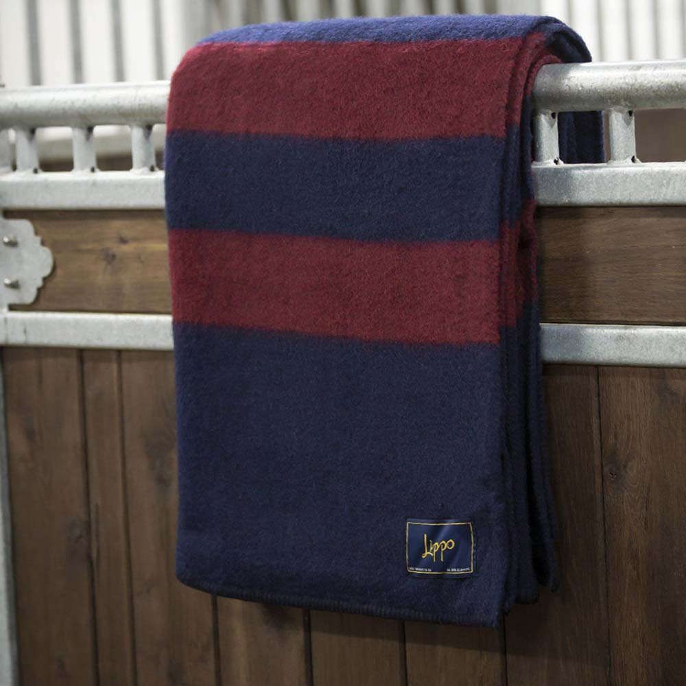 Couverture en laine Bleu Marine/Bordeaux