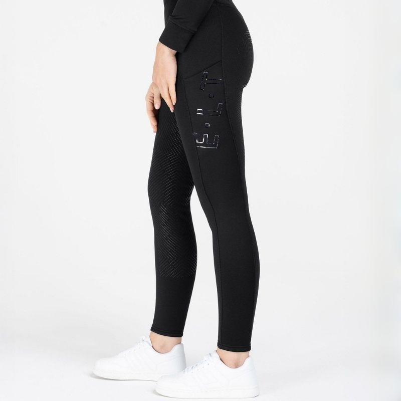 Collant d'équitation d'hiver Rica Thermal Teddy Full Grip Noir