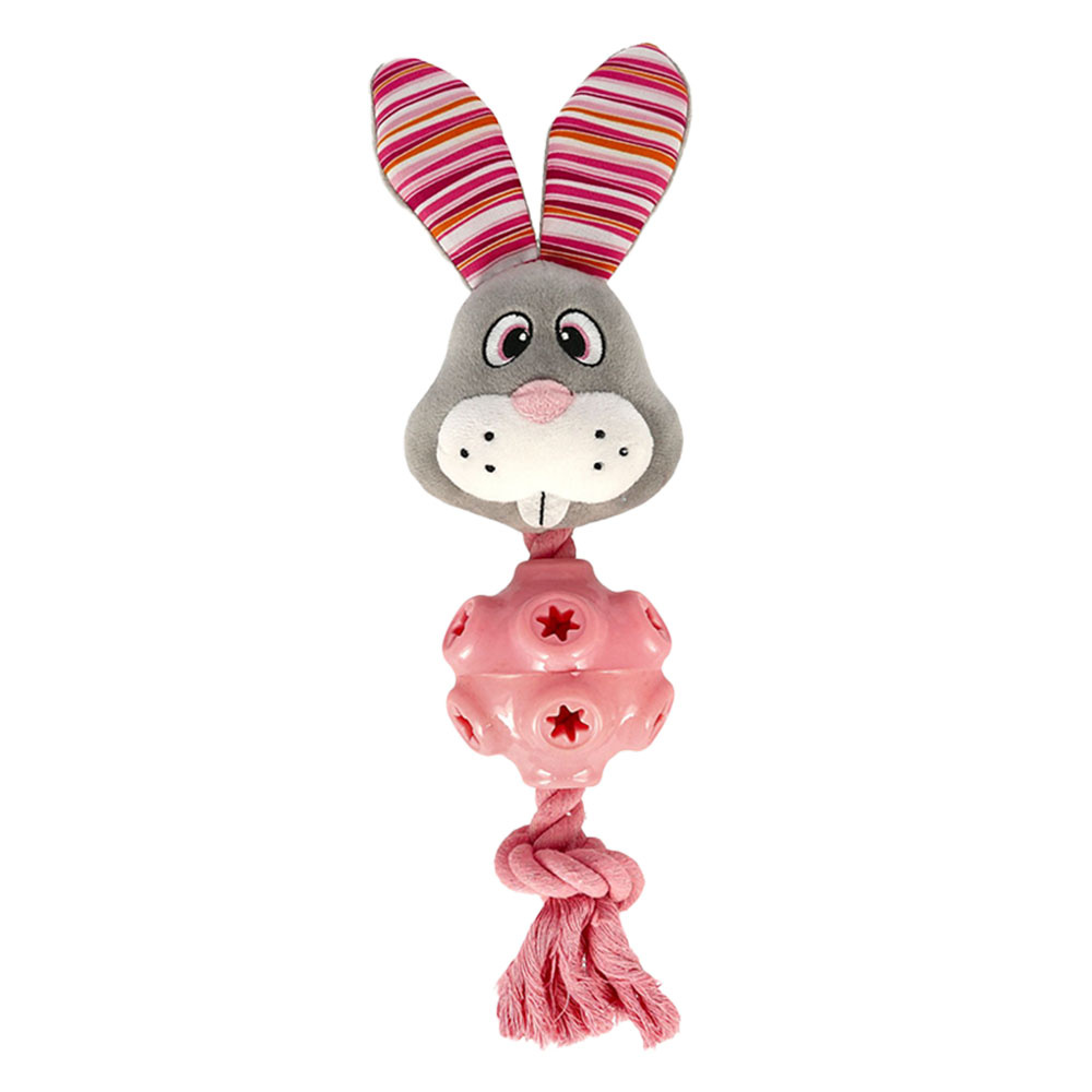 Jouet pour chien RabbeGum en corde Gris/Rose