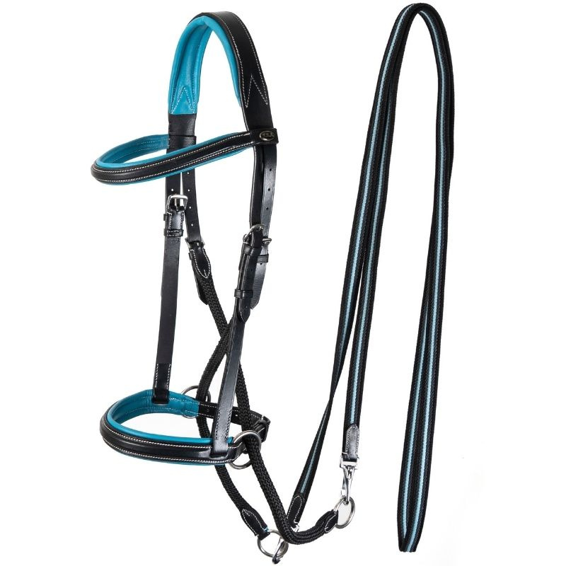 Bridon sans mors Dietsji Cross-Under Noir/Bleu