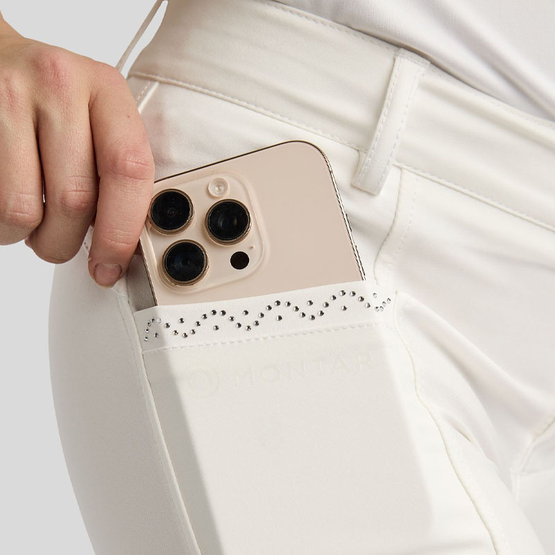 Culotte d'équitation Enfant/Junior Crystals Full Grip Blanc