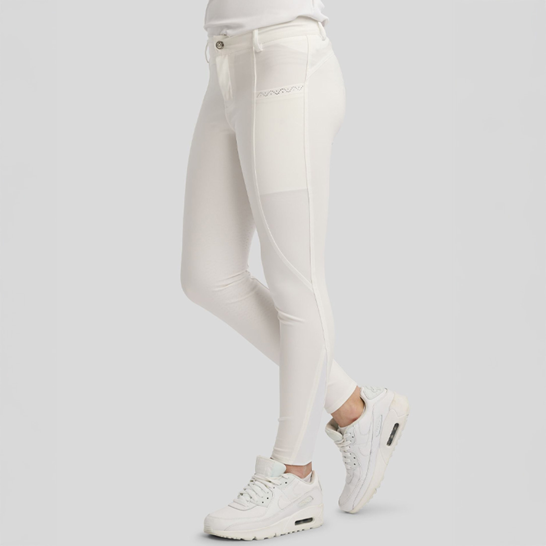 Culotte d'équitation Enfant/Junior Crystals Full Grip Blanc