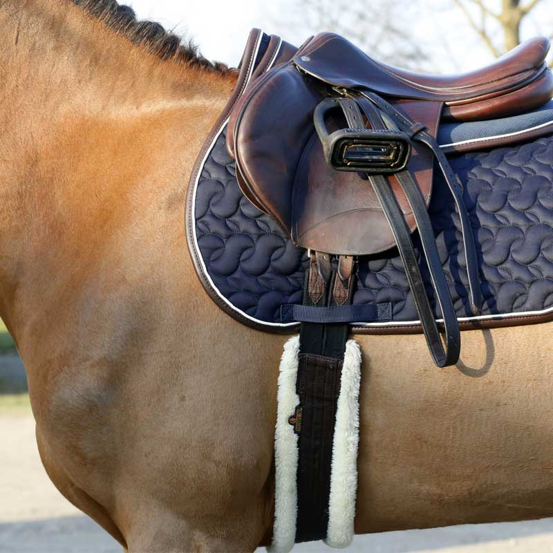 Sangle de selle en peau de mouton Marron