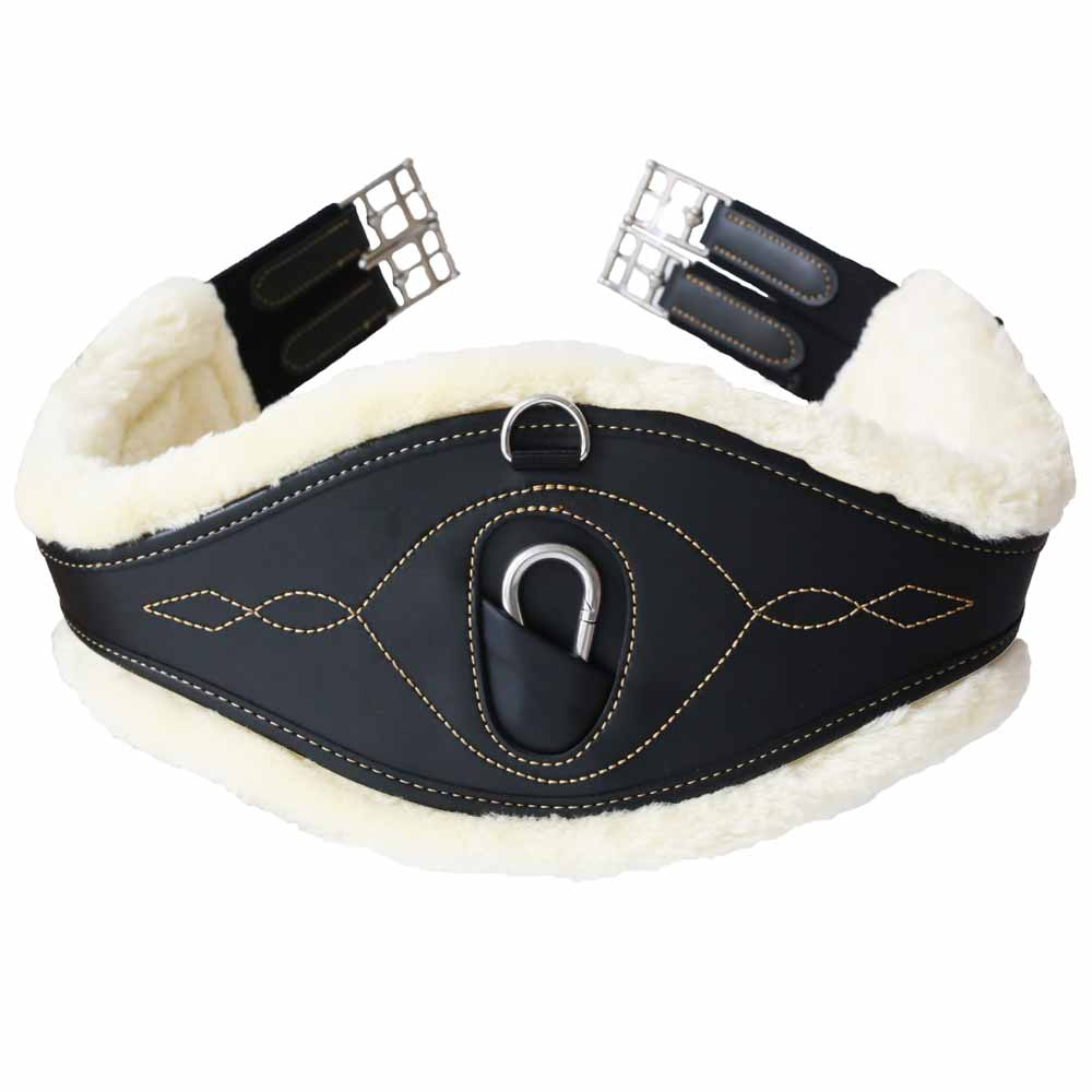 Anatomique sangle de selle en peau de mouton noir