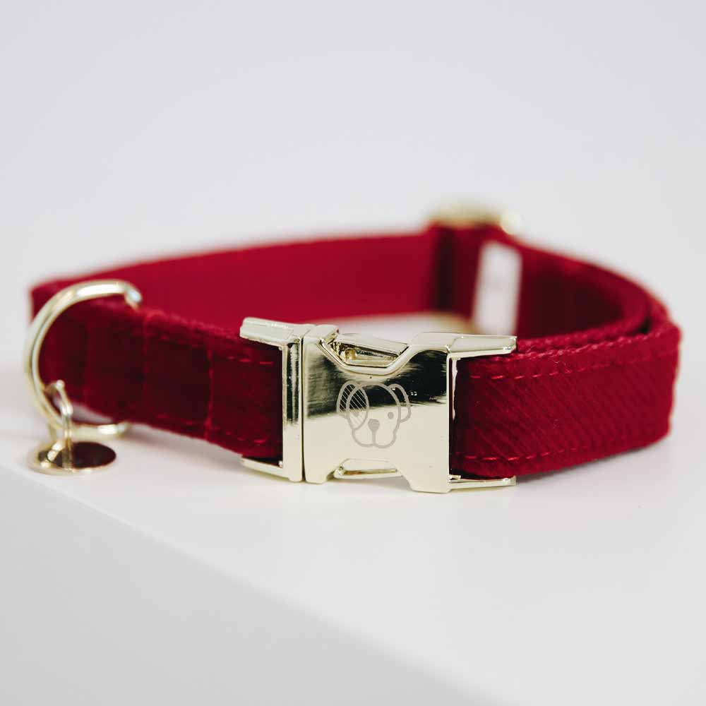 Collier pour chien en Corduroy Rouge 