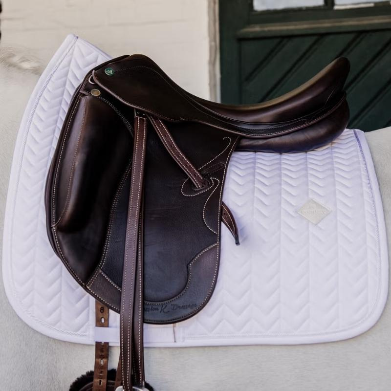 Tapis de selle dressage Fishbone Blanc