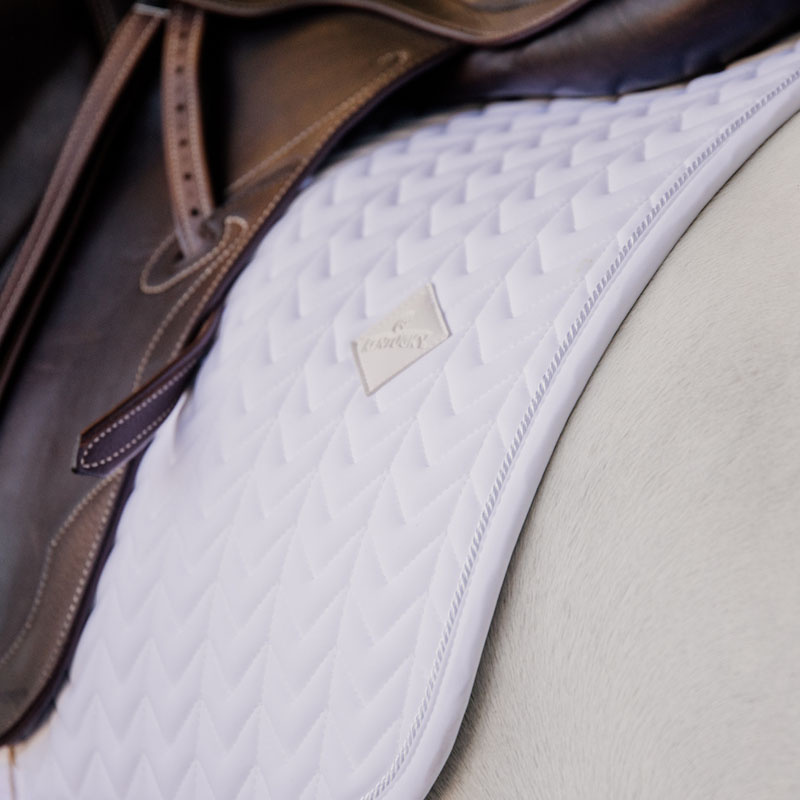 Tapis de selle dressage Fishbone Blanc