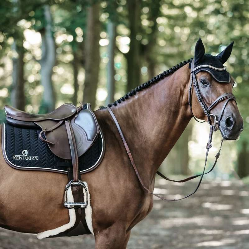 Tapis de selle Leather Fishbone Noir