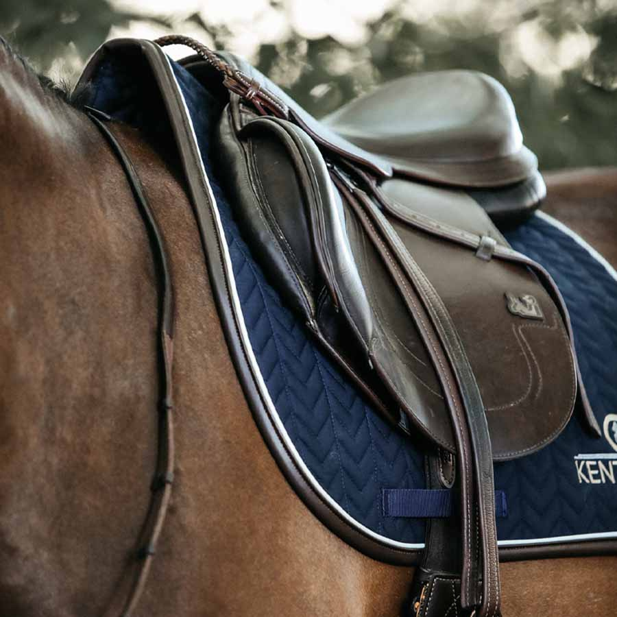 Tapis de selle Leather Fishbone Bleu Marine