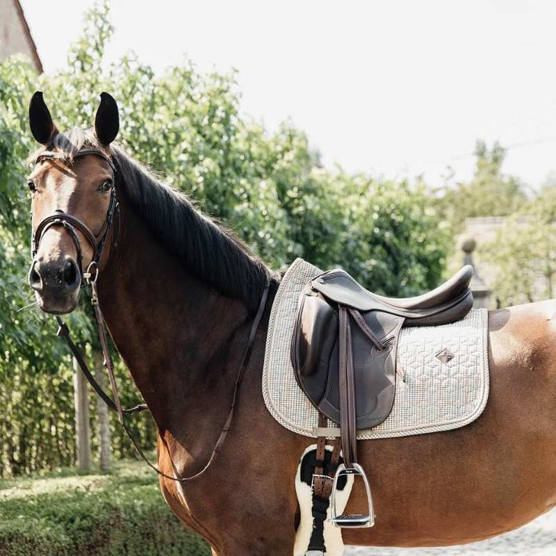 Tapis de selle dressage Pied-de-Poule Beige