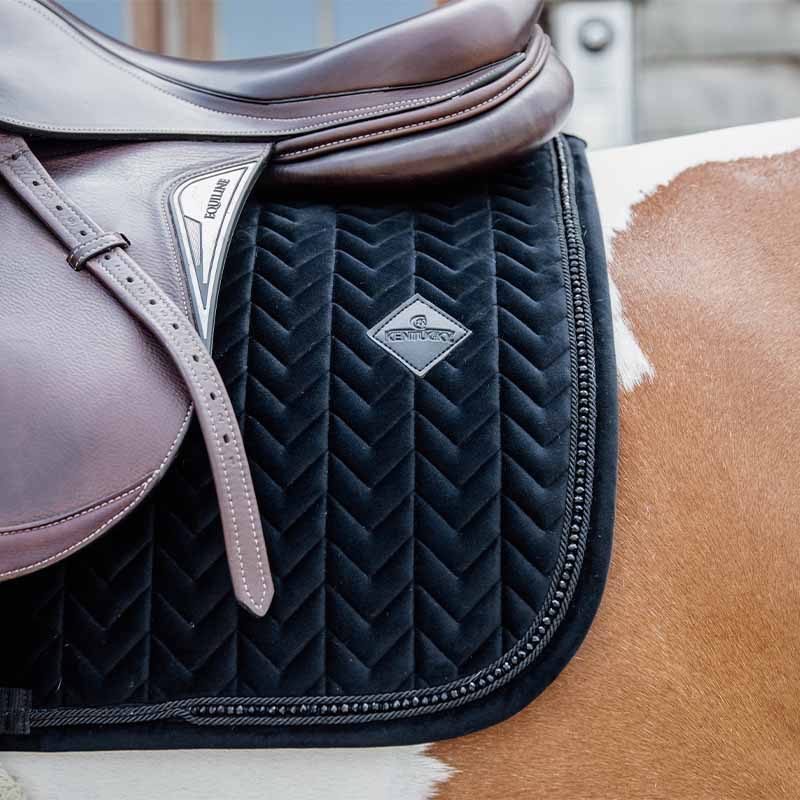 Tapis de selle Velours Perles Noir  