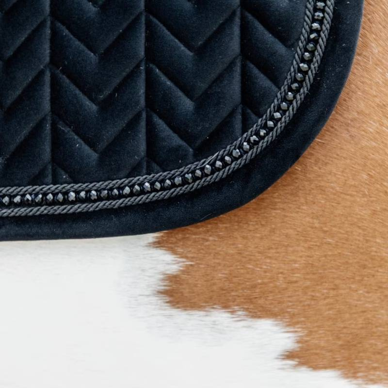 Tapis de selle Velours Perles Noir  