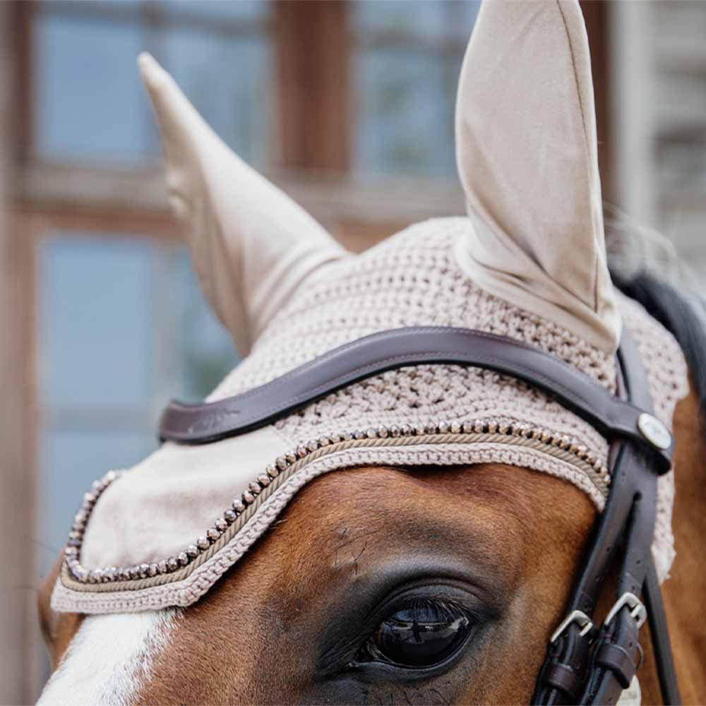 Bonnet Wellington Velours Perles Beige