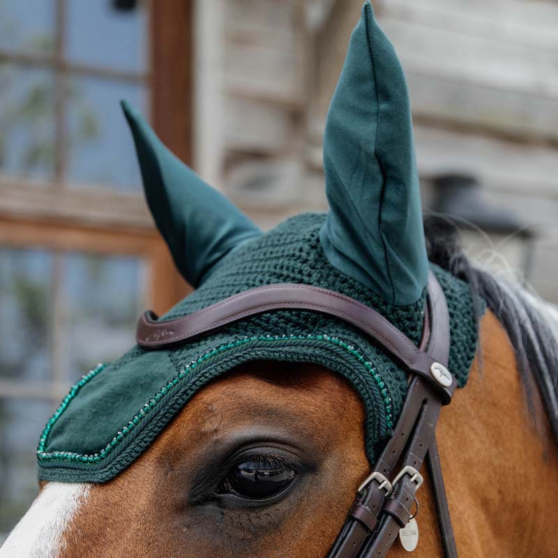 Bonnet Wellington Velours Perles Vert