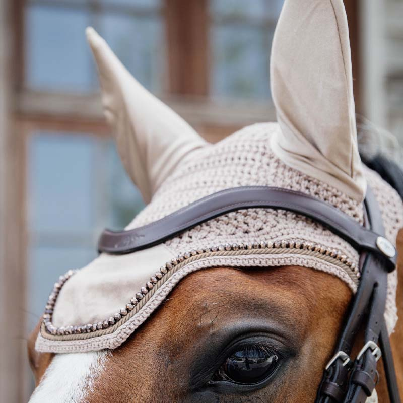 Bonnet Wellington Velours Perles Beige