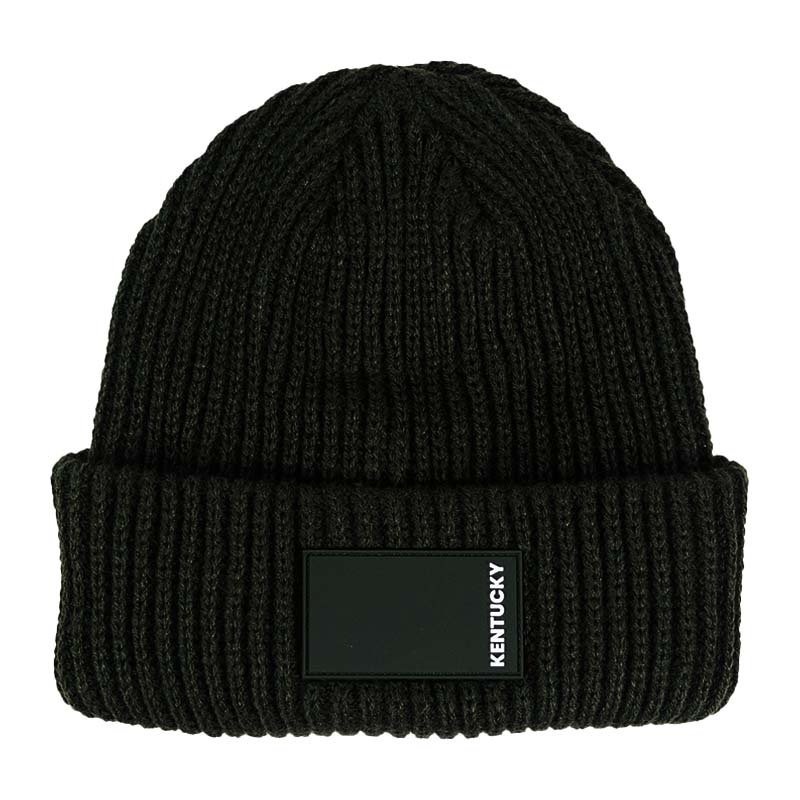 Casquette Beanie Logo en Caoutchouc Vert Foncé